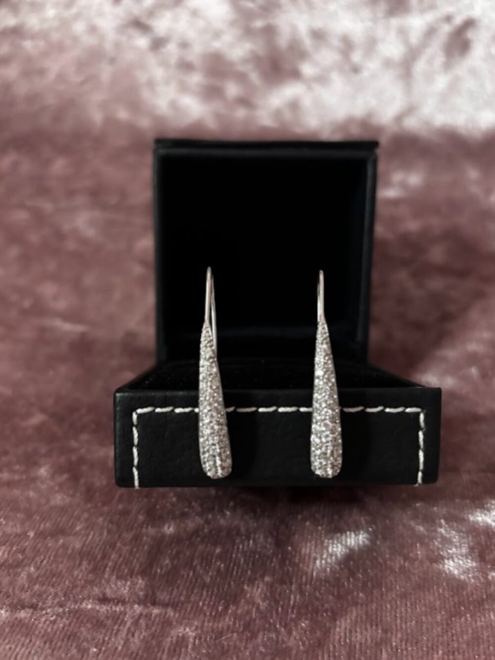 Sterling Silver Cubic Zirconia Teardrop Drop Hook Earrings